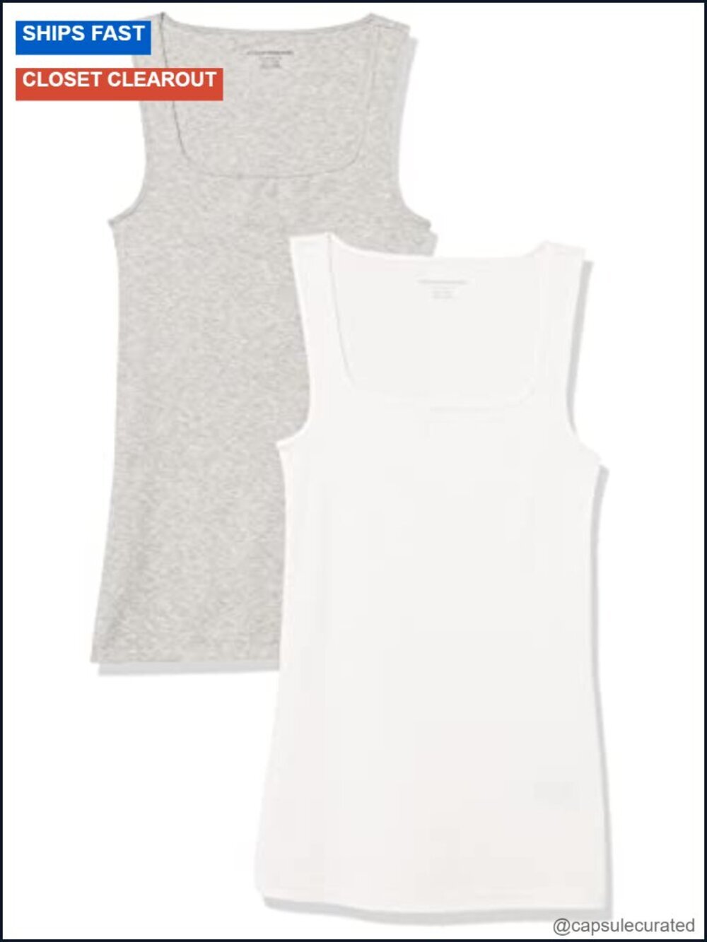 Slim Fit Square Neck Ribbed Tank Top with Stretch